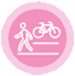 Pine circle with pedestrian and bicycle icons